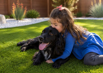 Waterloo Turf pet-friendly artificial grass backyard